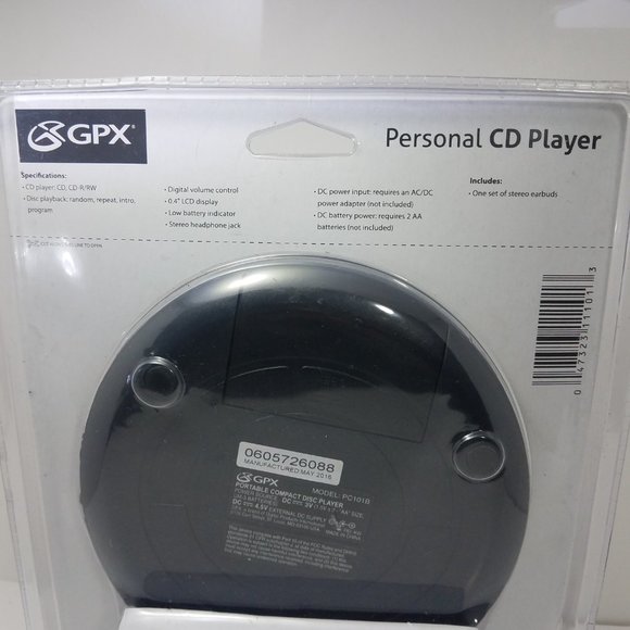 GPX Personal CD Player CD CD-R/RW Includes Stereo Earbuds PC101B New Sealed - Picture 3 of 5